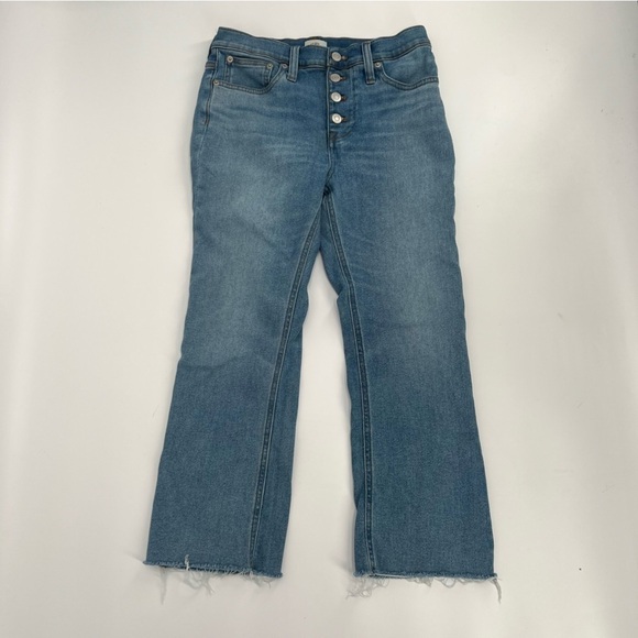 J. Crew 10" Billie Demi Boot Crop Frayed Hem Button Fly Jeans Size 26 P Women's - Picture 1 of 5